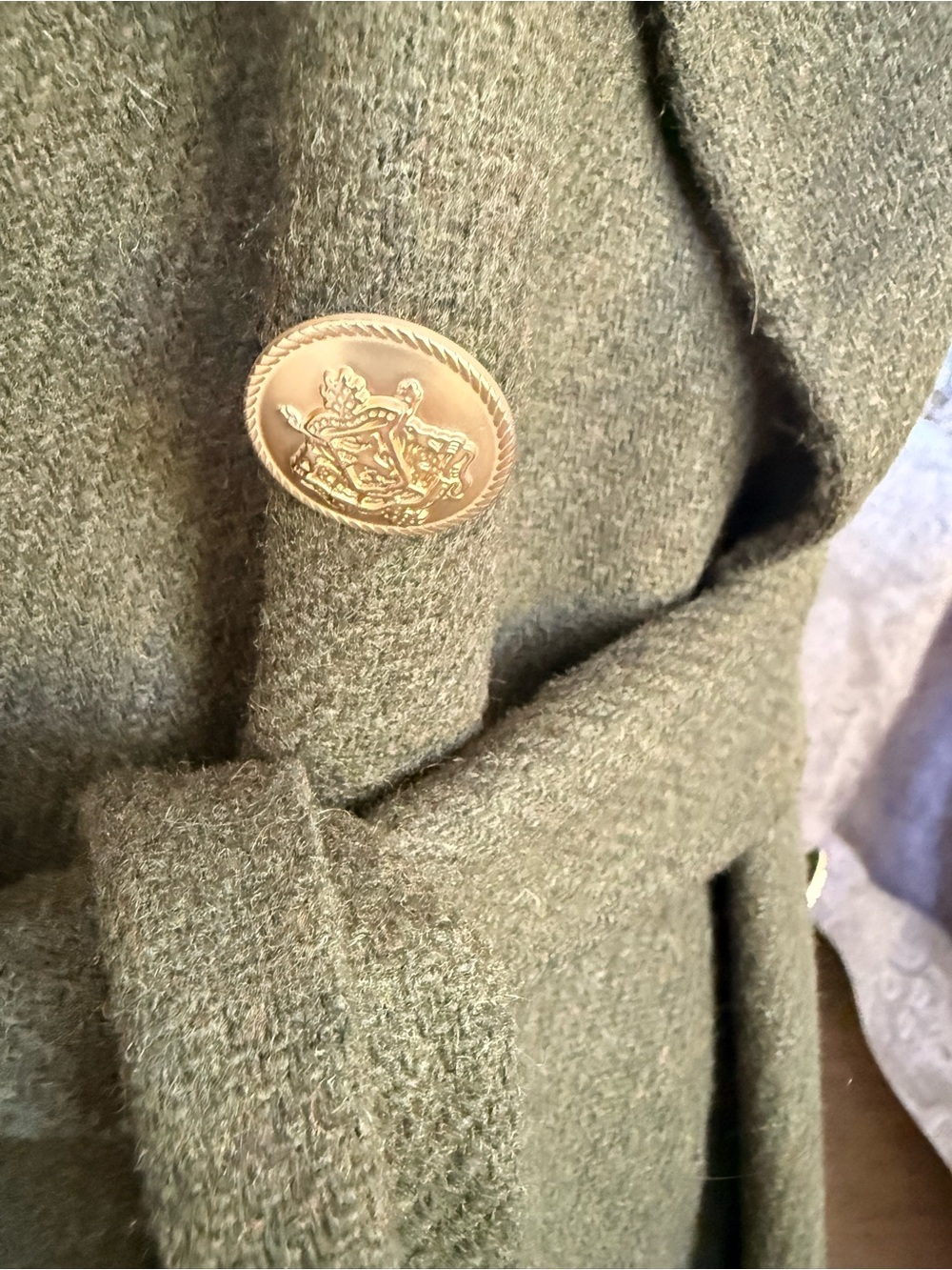 J. Crew Dark Olive Double-Breasted  Trench Coat in Double Faced Wool - Picture 8 of 14